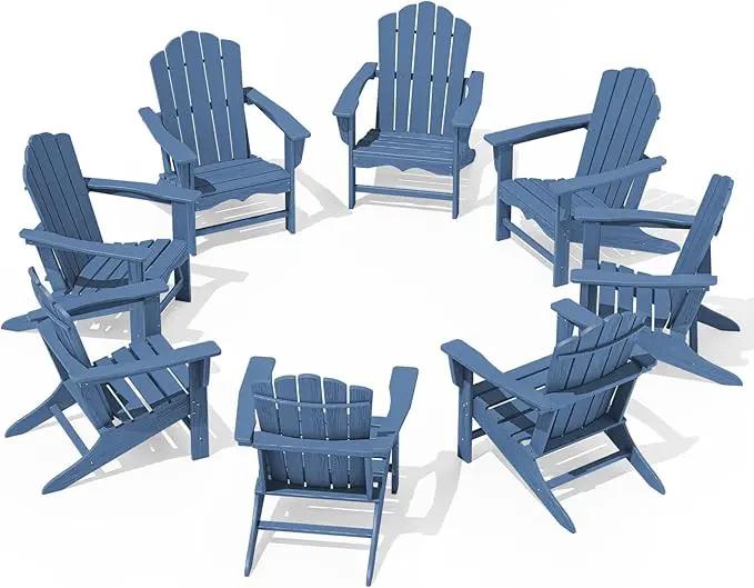 KINGYES HDPE Adirondack Chair, Classic All-Weather Adirondack Chairs Set of 4, Outdoor Patio Adirondack Chair for Deck Lawn fire Pit, Navy by GreenHaven Gardens
