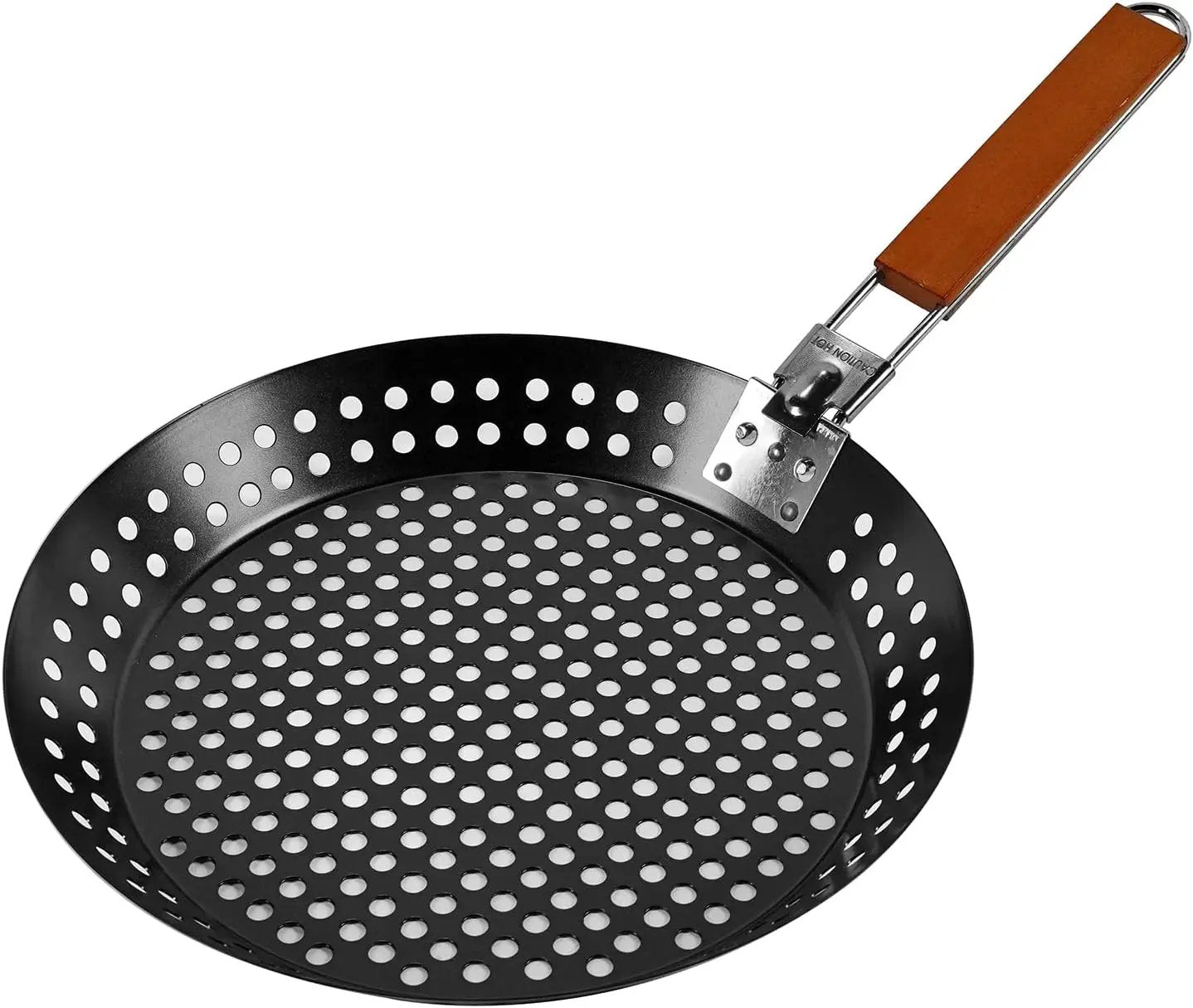 12" Non-Stick Grilling Skillet, Large Strainer with Removable Handle For Deep Frying Fried Food, Seafood & Vegetables, Grilling Basket for Indoor, Outdoor BBQ, Grill & Restaurants - Mr. Bar-B-Q 06750X by GreenHaven Gardens