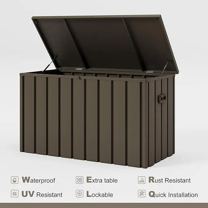 PURPLE LEAF Outdoor Deck Box 160 Gallon Waterproof Lockable Storage Box Container with Lid Deck Organization for Patio Cushions Side Table Pool Accessories Garden Tools, Brown by GreenHaven Gardens