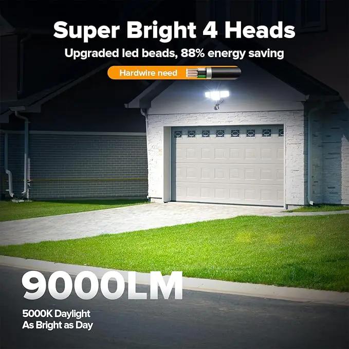 LUTEC 80W 9000LM LED Security Lights Motion Sensor Outdoor Lights, 4 Head LED Flood Light Outdoor 5000K Daylight, IP65 Waterproof, Motion Detected Light for Outside, House, Garage, Yard (Brown) by GreenHaven Gardens