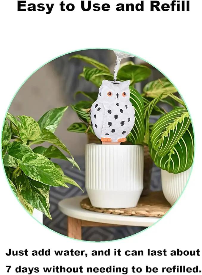 4-Pack Self-Watering Terracotta Spikes for Plants, Automatic Plant Watering Stakes, Keeps Plants Hydrated While You're Away, Ideal for Indoor & Outdoor Use (Owl Design) by GreenHaven Gardens