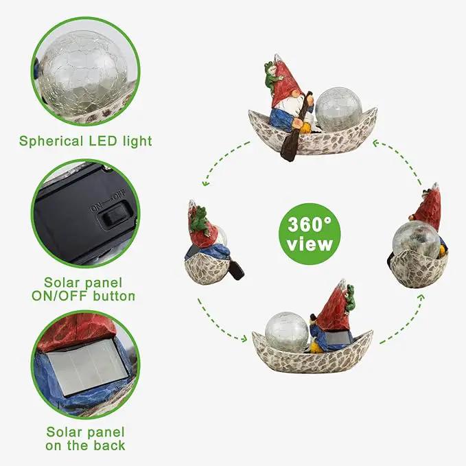 Garden Gnome Statue,Solar Gnomes Figurine,Outdoor Gnome Decor,Gnomes Decorations for Yard with Solar Light,Gnome Sculptures for Patio Lawn Ornaments by GreenHaven Gardens