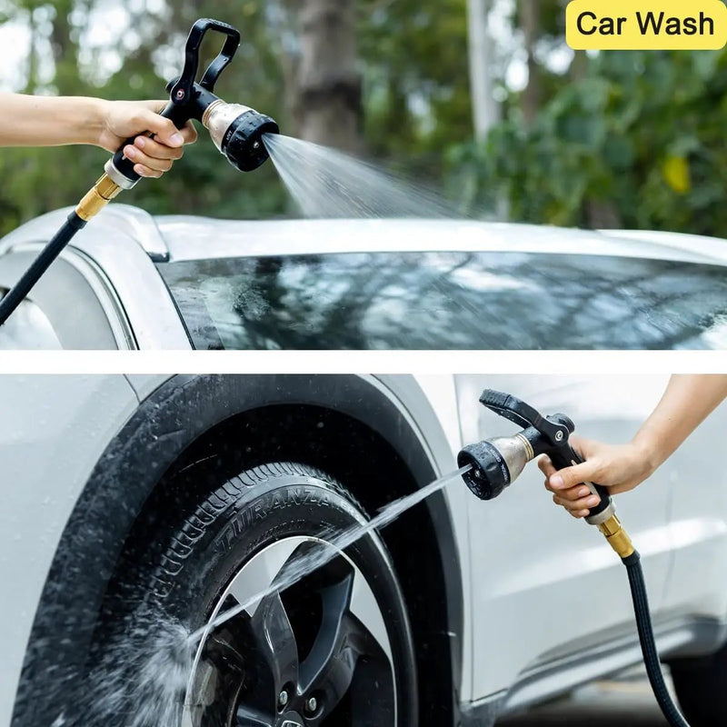 FANHAO Heavy Duty Fireman's Hose Nozzle, Metal Water Nozzle with 8 Spray Patterns，High Pressure Garden Hose Sprayer with Lever Control and Non-Slip Grip to Water Lawns & Plants, Wash Cars & Clean by GreenHaven Gardens