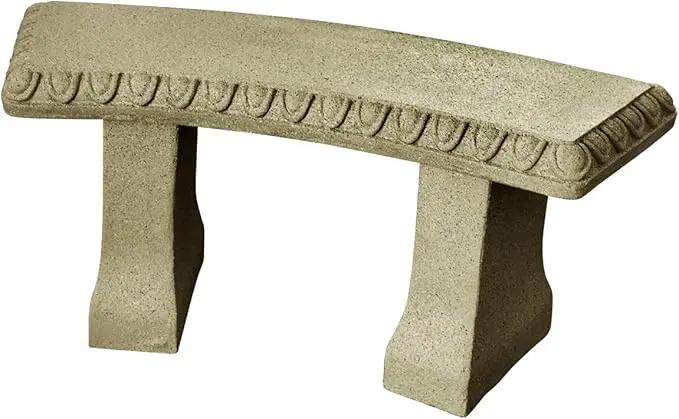 EMSCO Group 2306-1AZ Garden Bench – Natural Sandstone Appearance – Made of Resin – Lightweight – 12” Height by GreenHaven Gardens