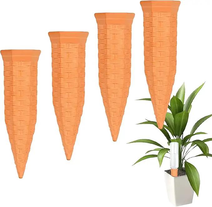 Plant Self Watering Stakes 4 Pack Terracotta Watering Spikes for Indoor and Outdoor Plants,Wine Bottle Plant Watering Devices, Automatic Plant Waterers for Vacation by GreenHaven Gardens