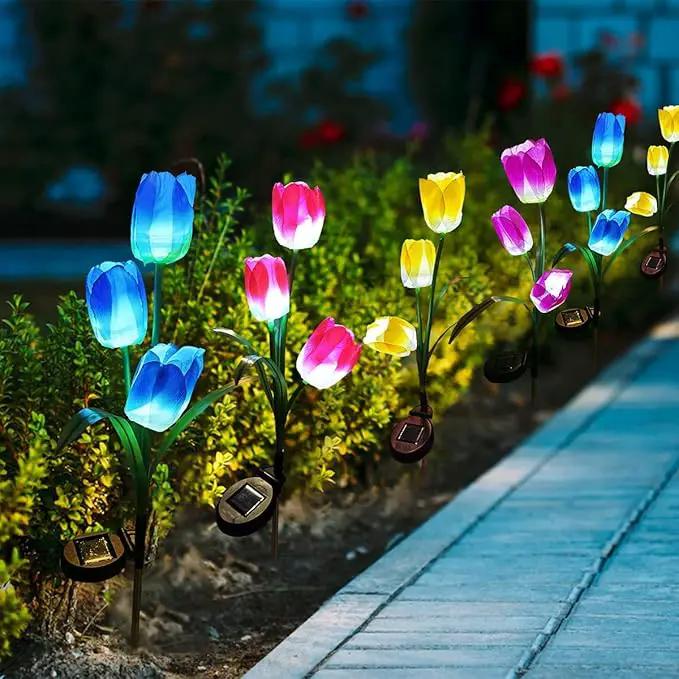 Veesee Solar Garden Outdoor Flower Light, Powered Stake for Decorative Landscape Lawn Yard Patio LED Lighting (Tulip-Purple, 2Pack) by GreenHaven Gardens