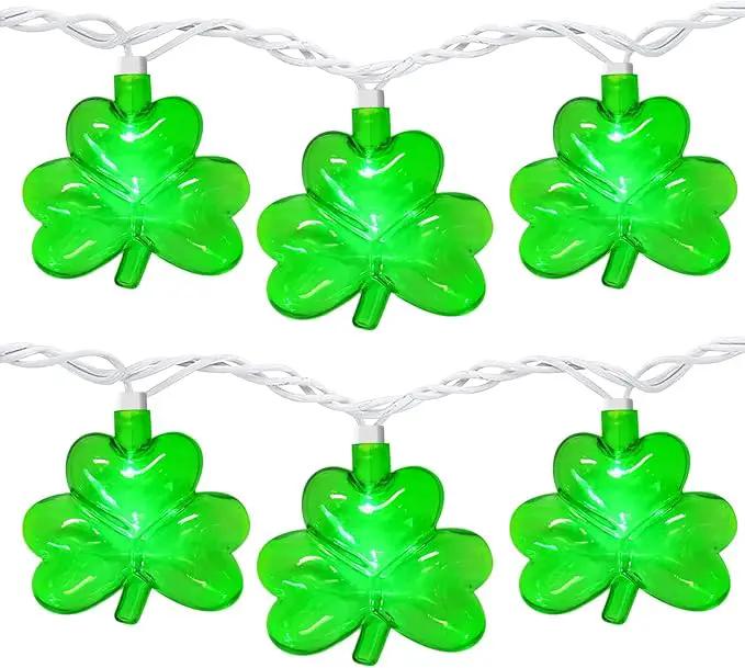 8.5FT Clear Green Shamrock Lights, St Patricks String Lights Outdoor Waterproof with 10 LED Light for rish Shamrock St Patrick's Day Party Indoor Home Garden Decorations by GreenHaven Gardens