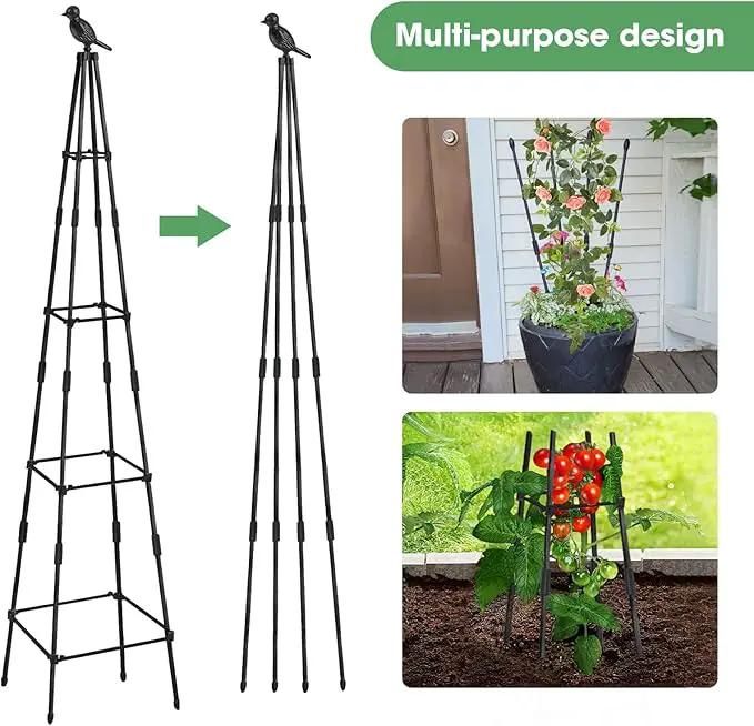 2 Pack Garden Obelisk Trellis for Climbing Plants Outdoors, 65 Inch Rustproof Plant Stand Climbing Support with Adjustable Heights for Indoor Potted Plants, Vines, Flowers Stands, Vegetables by GreenHaven Gardens