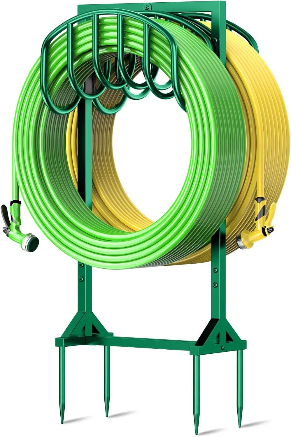 Garden Water Hose Holder Holds 2 * 150Ft Hoses, Heavy-Duty Metal Freestanding Hose Holder with 4 Spikes, Rustproof Garden Hose Hanger Storage for Outside, Yard, Lawn by GreenHaven Gardens
