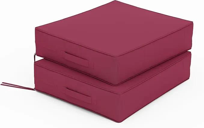 Patio Chair Cushions 18.5 X 16 X 4 Inch Waterproof Outdoor Seat Cushions for Patio Furniture, Outdoor Sofa Couch Pads with Ties & Handle, Set of 2, Fuchsiared by GreenHaven Gardens