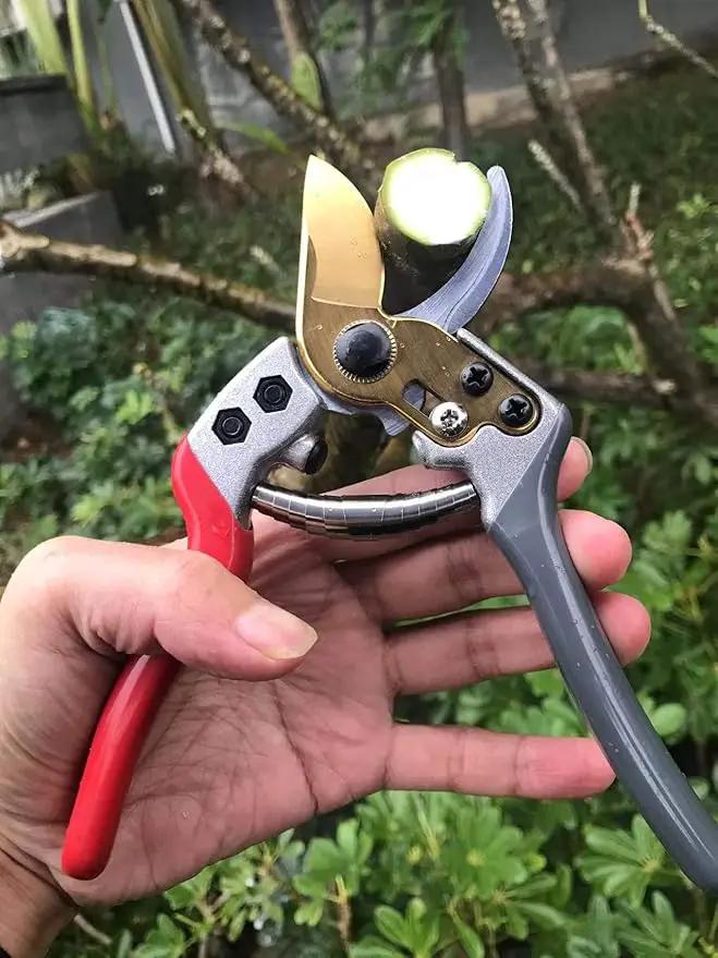 Garden Shears, Japanese labor-saving Garden Scissors, Pruning Shears and Garden Secateurs for Woman and arthritis weak, Professional Branch scissors(Red-grey) by GreenHaven Gardens