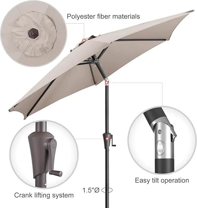 9ft Outdoor Patio Umbrella - Table Umbrella Waterprool UV Protection, Sombrillas de Patio with Push Button Tilt&Crank, Sun Umbrella for Pool, Porch, Garden, Deck, Backyard(Taupe) by GreenHaven Gardens