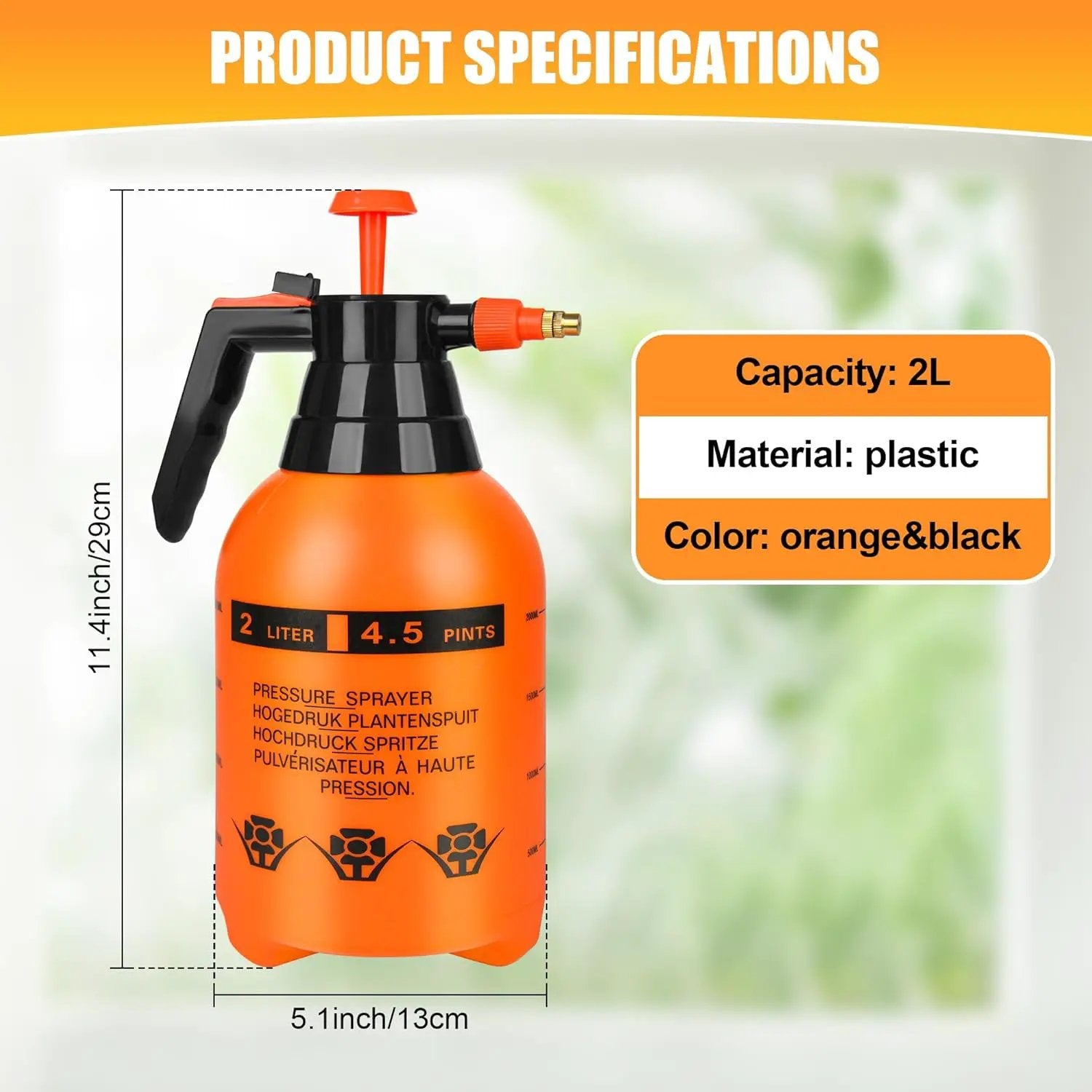 3 Pcs 1/2 Gallon Plastic Handheld Pump Sprayer – Garden Pressure Sprayer Bottle with Adjustable Nozzle for Plants, Cleaning, Household Tasks – Orange by GreenHaven Gardens