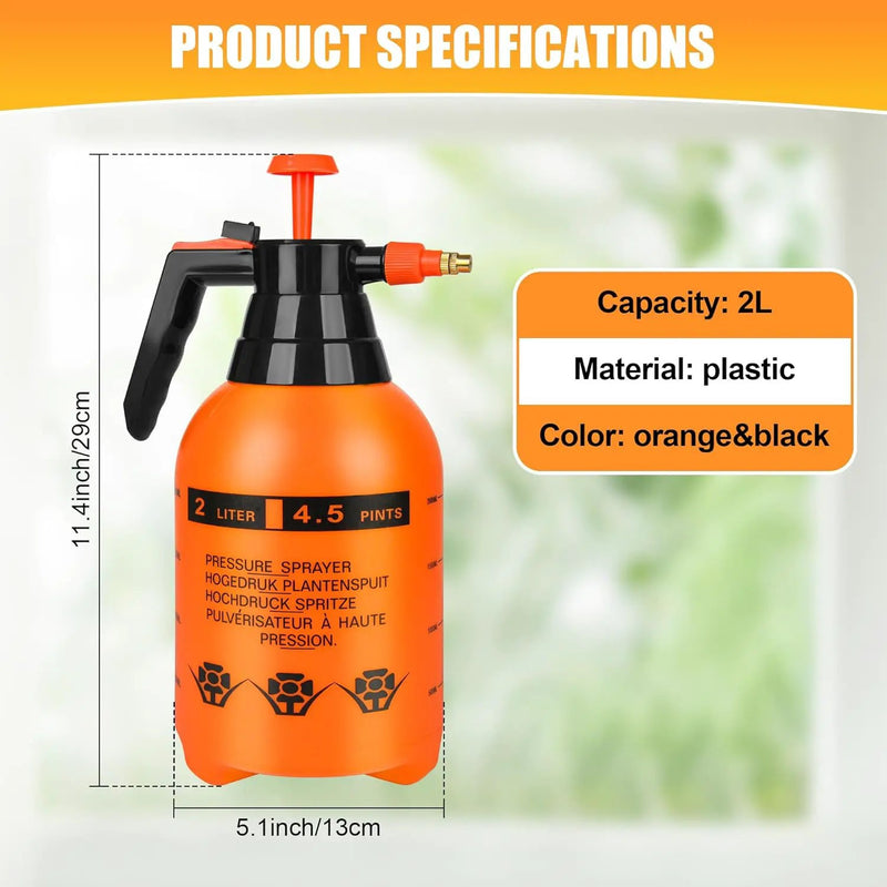 3 Pcs 1/2 Gallon Plastic Handheld Pump Sprayer – Garden Pressure Sprayer Bottle with Adjustable Nozzle for Plants, Cleaning, Household Tasks – Orange by GreenHaven Gardens