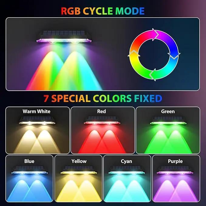 Solar Fence Lights ,RGB & Warm White & 6 Colors Bright Lens LED Dusk to Dawn Deck Light, Fence Solar Lights Outdoor Waterproof, Solar Outdoor Lights for Backyard/Railing/Wall/Step/Patio/Pool (12Pack) by GreenHaven Gardens