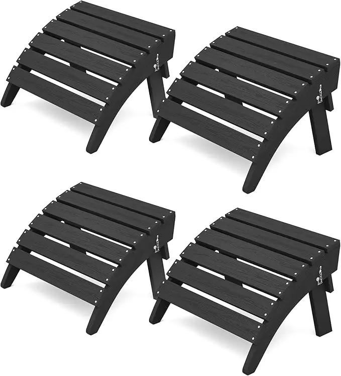 KINGYES Folding Adirondack Ottomans Set of 4 for Adirondack Chair, Black by GreenHaven Gardens
