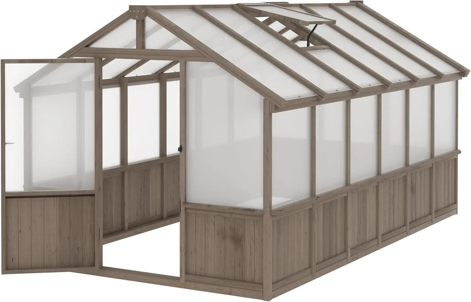 MUPATER 8' x 12' Outdoors Walk-in Greenhouse, Wood Greenhouse with Ventilated Window and Lockable Door, 6mm Polycarbonate Panels for UV Protection and Heat Insulation,Suitable for Patio, Backyard by GreenHaven Gardens