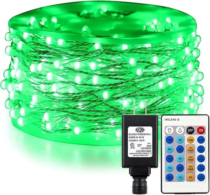 RUICHEN Green Dimmable Fairy Lights Plug in, Super Long 165 Ft 500 LED Twinkle String Lights with Remote, Waterproof Silver Wire Firefly Lights for Christmas Wedding Party Bedroom Patio Garden by GreenHaven Gardens