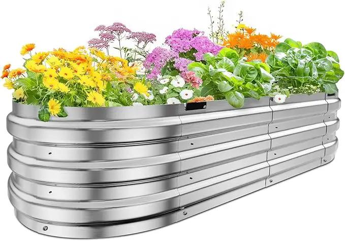 KING BIRD Raised Garden Bed Kit 2025 Upgraded 10-Minute Assembly Galvanized Planter Garden Box Outdoor for Gardening, Vegetables, Flowers, 47x24x12 in, Silver by GreenHaven Gardens