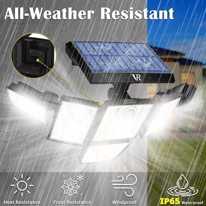 Solar Motion Sensor Flood Lights Outdoor - 496LEDs 3500LM 3 Lighting Modes 3 Levels Brightness, 6 Heads 360° Illumination, IP65 Solar Security Lights,for Porch Yard Patio Garage(2 Packs) by GreenHaven Gardens