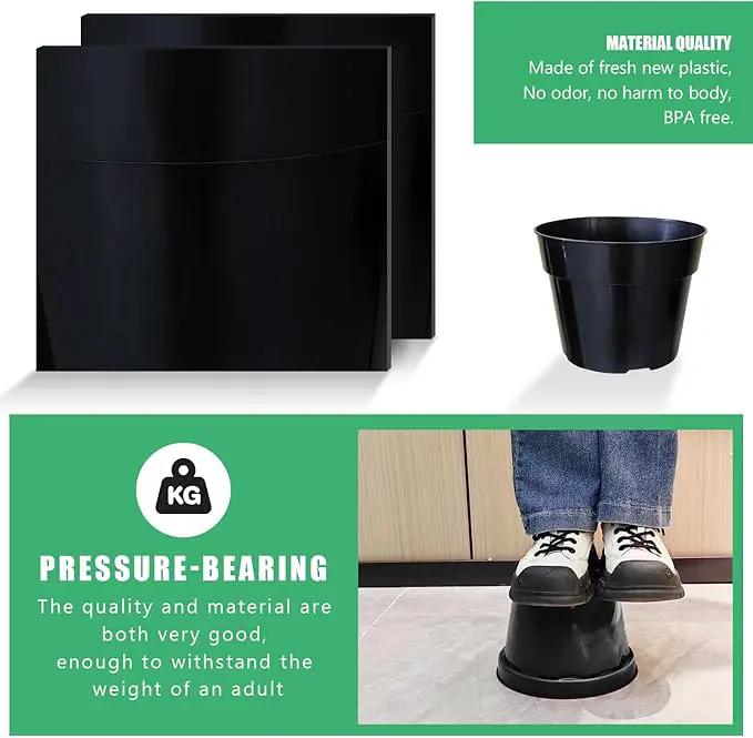 12 Pack Plant Pots, 8 Inch Plant Planter with Clear Saucer, Plastic Pots for Plants Indoor and Out Door Such as Strawberry, Herb and Flowers (Black) by GreenHaven Gardens