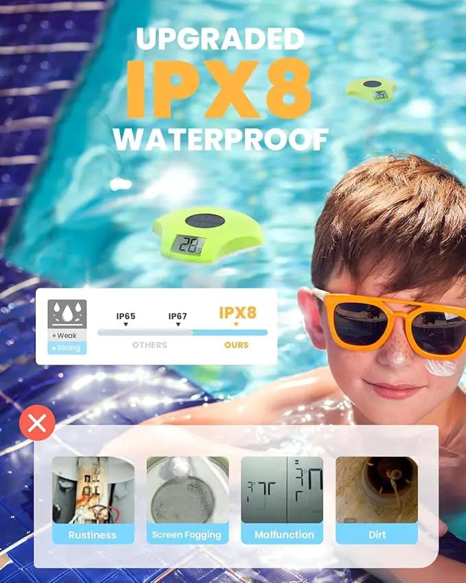 BALDR Pool Thermometer Floating Easy Read, IPX8 Waterproof, Solar Powered Digital Pool Thermometer with LCD Screen,Suitable for Swimming Pool/Hot Tub/Hot Spring/Aquarium (Green) by GreenHaven Gardens