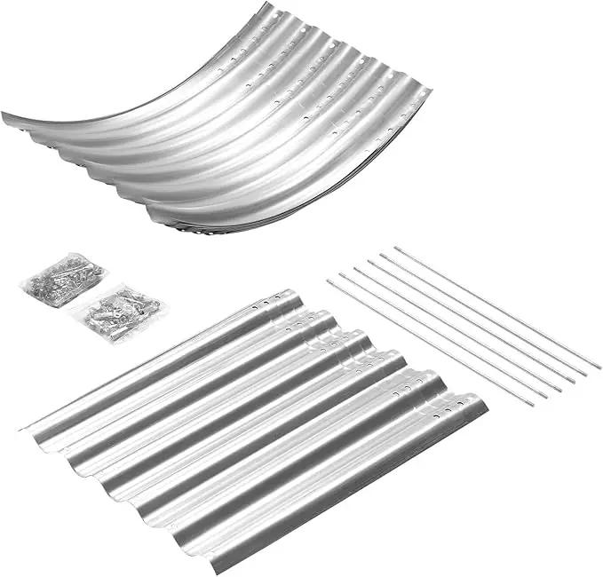 Land Guard Galvanized Metal Raised Garden Bed Kit, 8x4x1.5ft Large Planter Boxes Outdoor, Oval Gardening Box, Patio Garden Planter Box for Vegetables (Silver) by GreenHaven Gardens