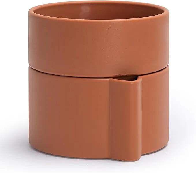 8 Inch Self-Watering Planter Pot with Terracotta Insert, Deep Water Reservoir, and Ceramic-Alike BPA-Free Plastic Planter Pot for Plant, Modern Planter for Houseplants, Terracotta, 53-A-T-3 by GreenHaven Gardens