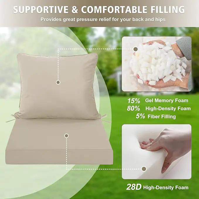 22"x22" Outdoor Cushion for Patio Furniture – Water-Repellent & Fade-Resistant Patio Chair Cushion for Garden, Deck, or Porch – Cream by GreenHaven Gardens