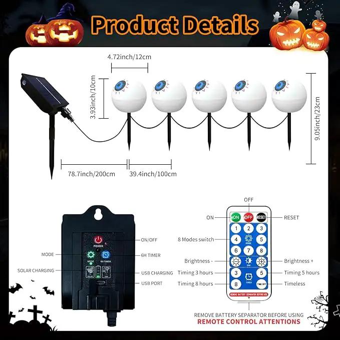 Upgraded 5 Pack Solar Halloween Garden Lights Outdoor Halloween Decorations, LED Waterproof Solar Globe Lights for Outside Yard Patio Pathway Party Halloween Decor, YS002-1 by GreenHaven Gardens