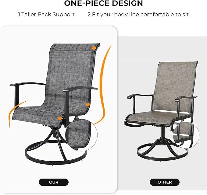 Grand patio Outdoor Swivel Dining Chairs 4-Piece Patio Dining Chairs Set Mesh Sling Patio High Back Swivel Rockers, Black & Grey Plaid by GreenHaven Gardens