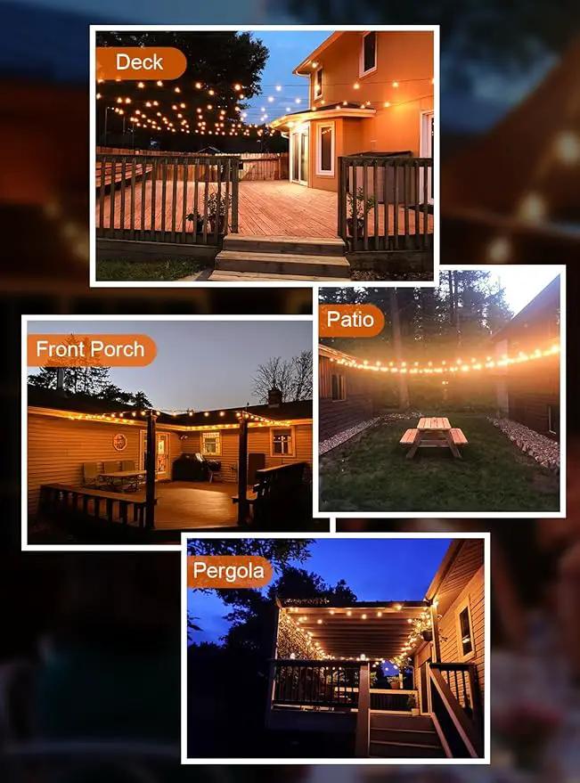 GPATIO 200FT(100FT*2Pack) Outdoor String Lights, Waterproof Patio Lights with 64 Dimmable Hanging Lights Globe ST38 Bulbs, 2700k Shatterproof for Backyard Gazebo Porch Garden Outside Decor by GreenHaven Gardens