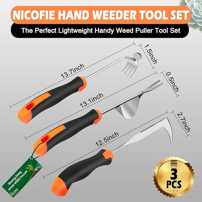 2025 Hand Weeder Tool, Rubber Handle Manual Weeder Puller Tool, Uprooting Weeding Tools, Crack Weeder Crevice, 4 Teeth Weeding Tool, Weeding Artifact Tool for Gardening(3 Pcs) by GreenHaven Gardens