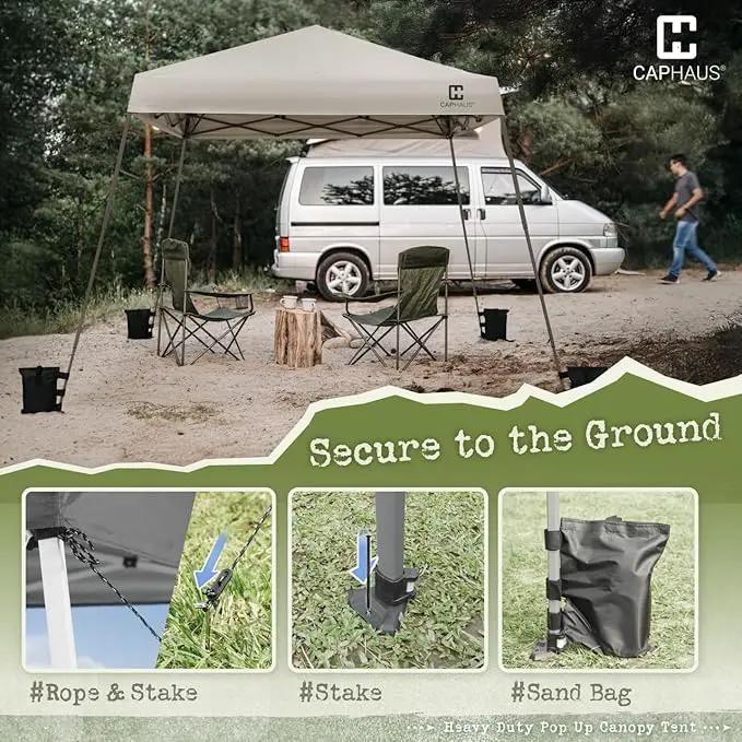 CAPHAUS One-Push Pop Up 8x8 Canopy Tent, Heavy-Duty Commercial Grade with Central Lock, Portable Instant Folding Shelter with10x10 Base, Perfect for Outdoor Beach Canopy, Blue by GreenHaven Gardens