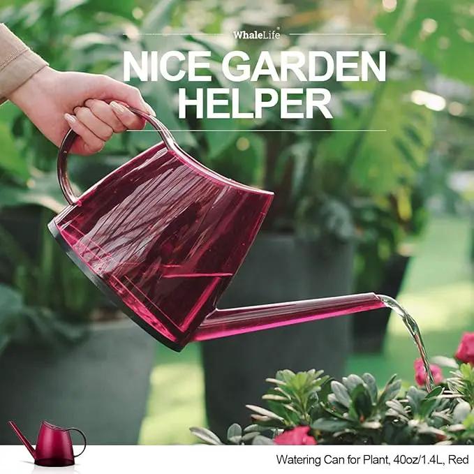 WhaleLife Indoor Watering Can for House Bonsai Plants (1.4L, Red) by GreenHaven Gardens