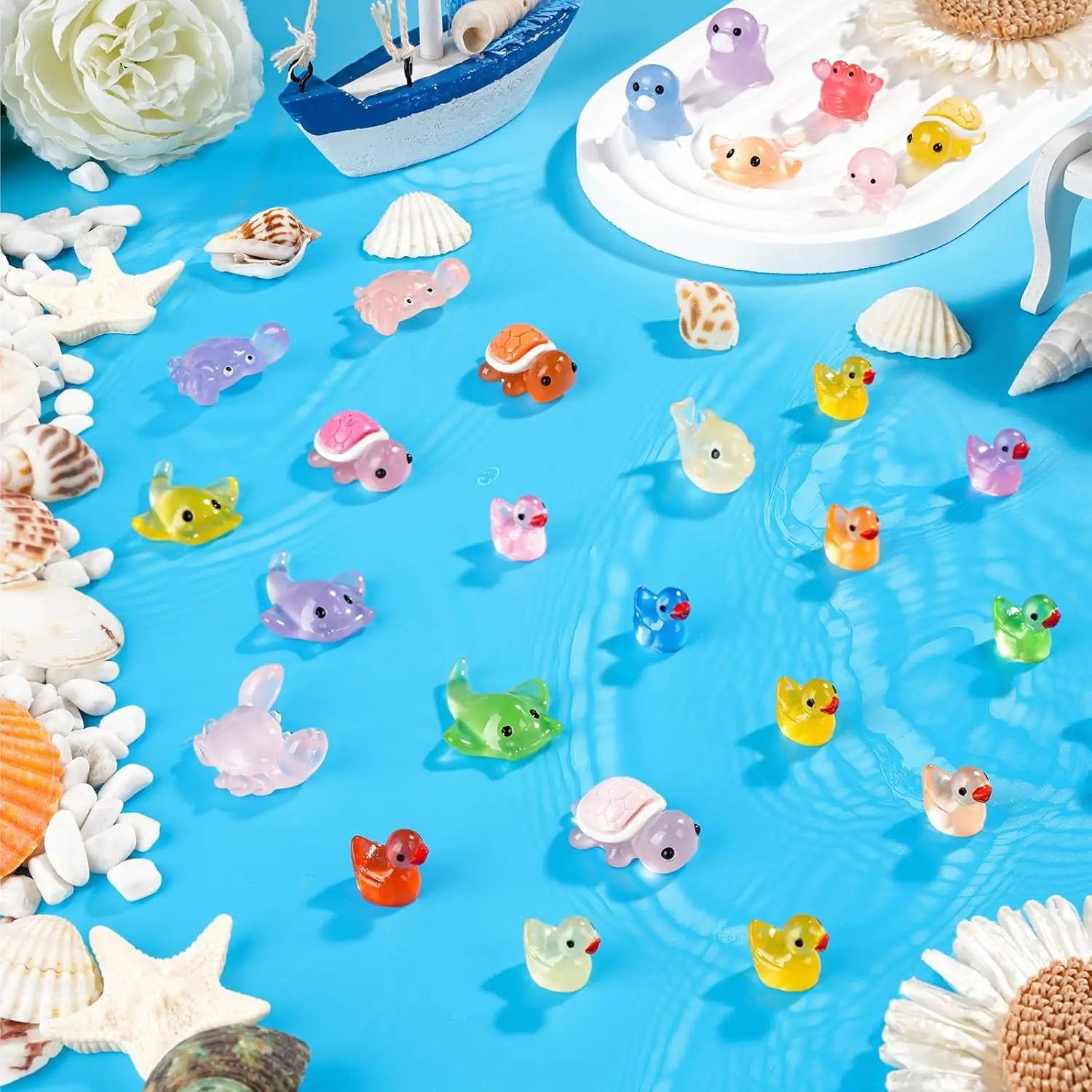 300 Pcs Luminous Mini Resin Animal in The Dark Mini Resin Figurines with 25 Styles Duck Frog Rabbit Owl Mushroom Shapes for Fairy Garden Accessories Micro Landscape Bonsai Aquarium Outdoor Decor by GreenHaven Gardens