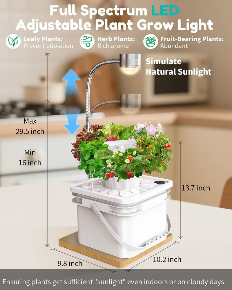 Indoor Herb Garden Growing System Kit, 6 Pods Hydroponics System with LED Grow Light, Hydroponic Planter for Home Kitchen Windowsill, White by GreenHaven Gardens