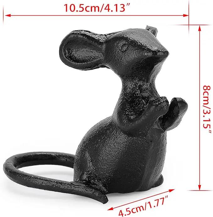 OwnMy 2 Cast Iron Cute Mouse Figurine Sculpture Black Mice Statues Carved Desktop Ornaments Figurines, Decorative Creative Animal Figurine Indoor Outdoor Statues for Garden Patio Yard Home Decoration by GreenHaven Gardens