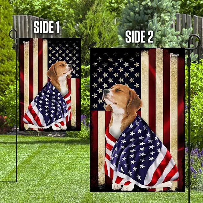 FLAGWIX Beagle Flag - Outdoor Beagle Decorations, Garden Flag (11.5" x 17.5"), Heavy-duty Canvas Patriotic Double Sided Flag Dog Lover Garden Decor by GreenHaven Gardens