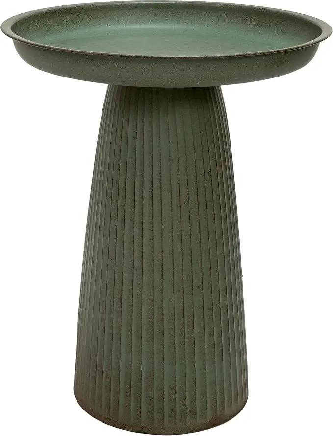 Sunnydaze Gleeful Garden Metal Bird Bath for Outdoors - Large Decorative Iron Birdbath - 23-Inch - Matte Green by GreenHaven Gardens