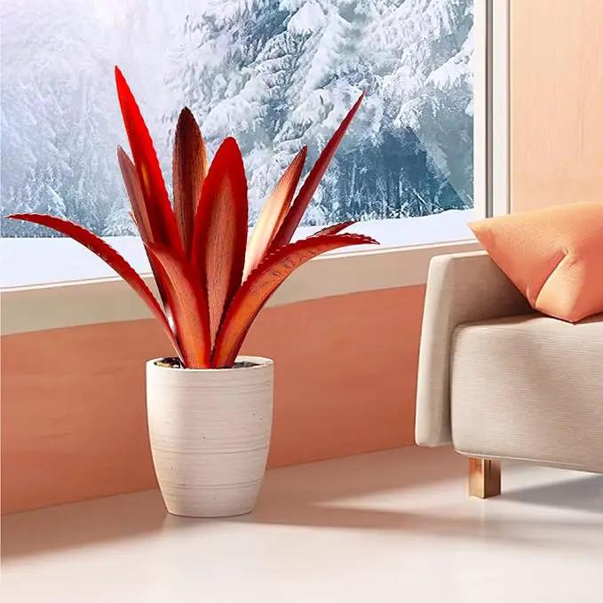Enlarge Thickened Wind Resistant Metal Agave Garden Art Metal Plant Country Garden Sculpture Statue Outdoor Decoration Agave Metal Plant Courtyard Garden Lawn Ornament Gift (1, 12 Leaves red) by GreenHaven Gardens
