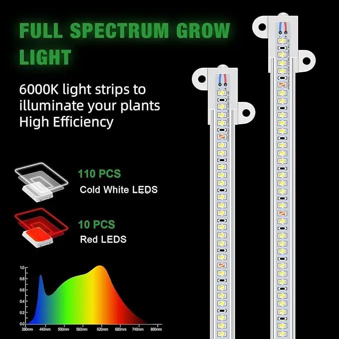 Wiaxulay Grow Lights for Indoor Plants Full Spectrum, 120 LEDs Plant Grow Light Strips with Auto ON/Off Timer 6/12/16Hrs, 5 Brightness, 3 Switch Modes Growing Lamps for Seed Starting, Succulent,2 Bars by GreenHaven Gardens