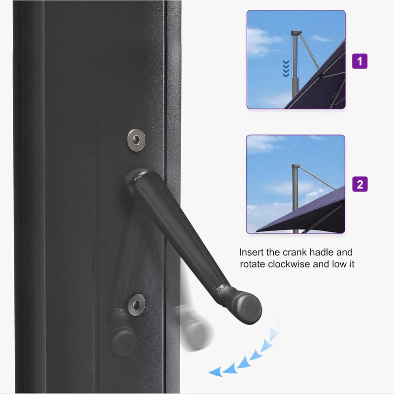 PURPLE LEAF 11.5' X 11.5' Telescopic Patio Umbrella Outdoor Cantilever Umbrella Square Up Down Lifting Offset Umbrella with 360-degree Rotation for Garden Deck Pool Patio Navy by GreenHaven Gardens