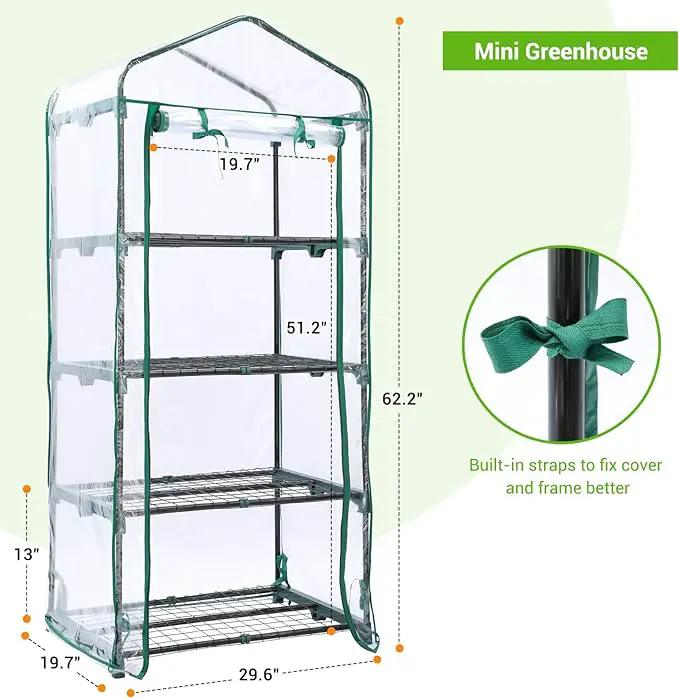Mini Greenhouse for Outdoors Indoor: Ohuhu Small Green House with 4 Tier Shelves, Portable Plastic Greenhouses with Heavy Duty Transparent PVC Cover for Winter Garden Patio Backyard Porch Balcony by GreenHaven Gardens