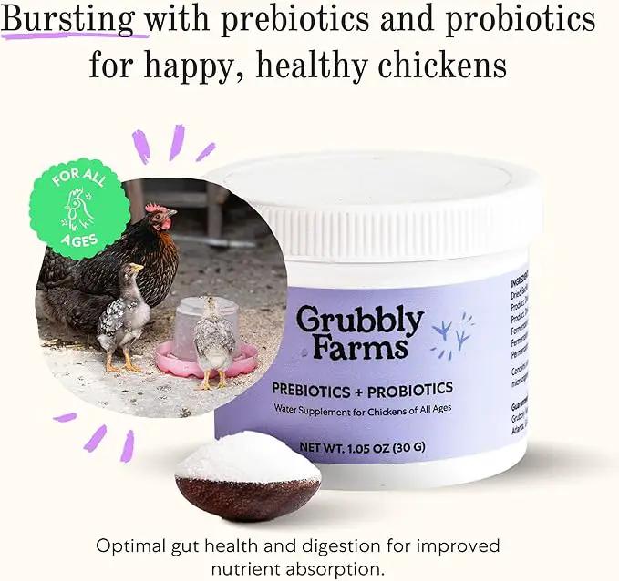 Grubbly Farms Prebiotics + Probiotics for Chickens (30 Day) by GreenHaven Gardens