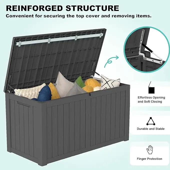 150Gal Outdoor Deck Box Waterproof, Lager Patio Storage Box Indoor and Outdoor Use, Lockable Resin Storage Bin for Patio Furniture Cushions Garden Tools, Package Delivery,UV Resistant-Black by GreenHaven Gardens