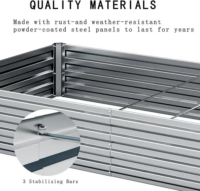 Galvanized Raised Garden Bed,2 Pcs 12×4×1FT Metal Planting Box for Outdoor Vegetable, Herb,Planter Gardening (Silver) by GreenHaven Gardens