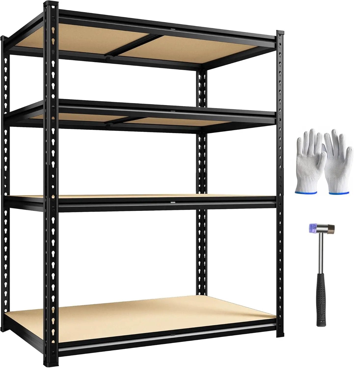 40" W Garage Shelving, 4 Tier Storage Shelves Load 2000 lbs, Adjustable Garage Shelves, Metal Shelving Unit for Warehouse, Basement, Pantry, 40" Wx 16" D x 60" H, Black by GreenHaven Gardens
