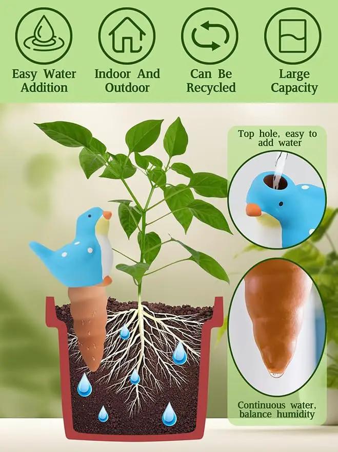 4Pcs Plant Watering Globes, Kalolary Bird Shape Self Watering Spikes Terracotta Drip Water Stakes Irrigation Watering Bulbs for Pot, Indoor, Outdoor, Vacation by GreenHaven Gardens