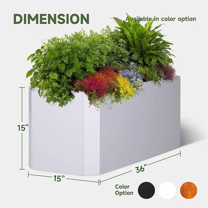 Steel Planter Box-36"x15"x15"-Large Rectangular Planter-Outdoor Indoor-White Matel Planter Box Heavy Duty Commercial Residential for Patio Porch Deck Home Backyard by GreenHaven Gardens